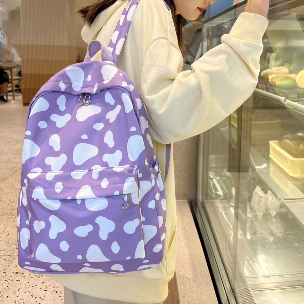 Rucksack mit Kuhmuster für Damen | Leichter & Vielseitiger Studenten-Rucksack | Gymnasium & Alltag Kaufschwan®