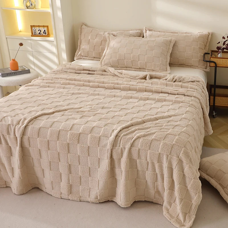 Karierte Weiche Taffeta Fleece Decke – Flauschiger Einfarbiger Bettbezug & Überwurf für Sofa, Bett, Erwachsene, Kinder & Haustiere Kaufschwan®