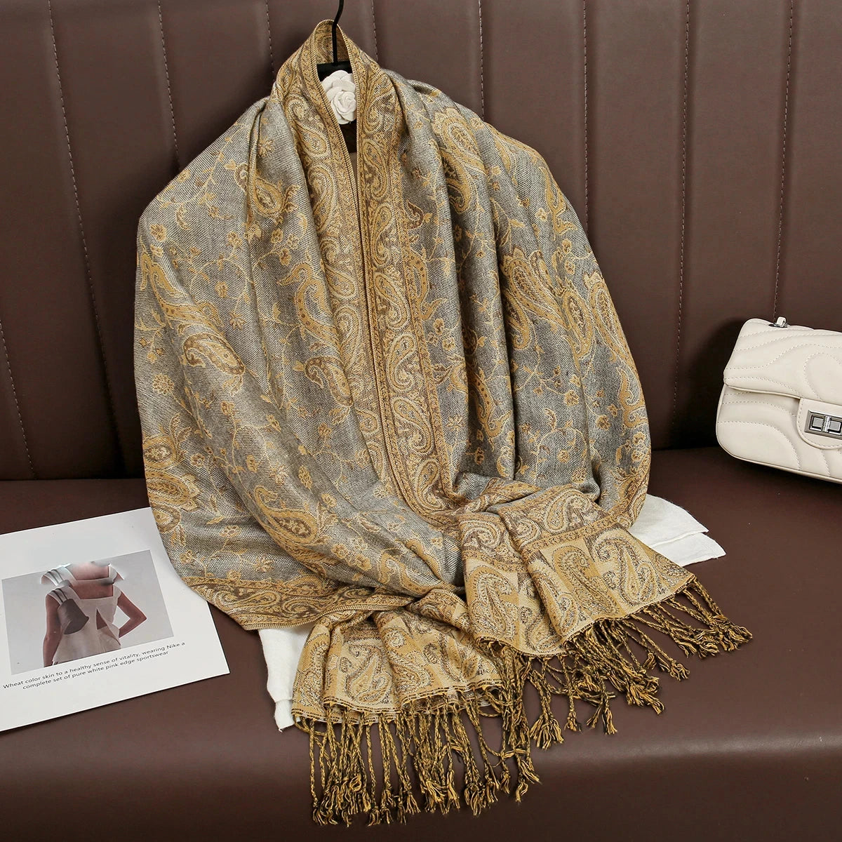 Pashmina Hijab Schal – Damen Langer Kaschmir Schal | Luxus Weicher Foulard, Turban & Muslimisches Kopftuch Kaufschwan® Sandbraun