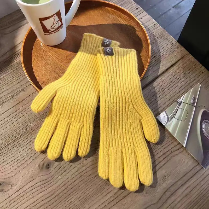 Damen Fashion Touchscreen Strickhandschuhe – Warme Flauschige Winterhandschuhe | Alltag, Arbeit & Outdoor Kaufschwan® Gelb Einheitsgröße