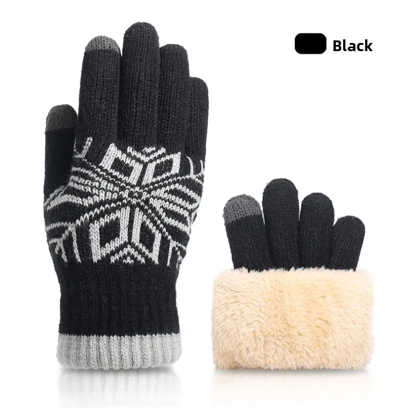 Weihnachten Doppel-Layer Touchscreen Handschuhe – Dicke Strickhandschu – Kaufschwan®