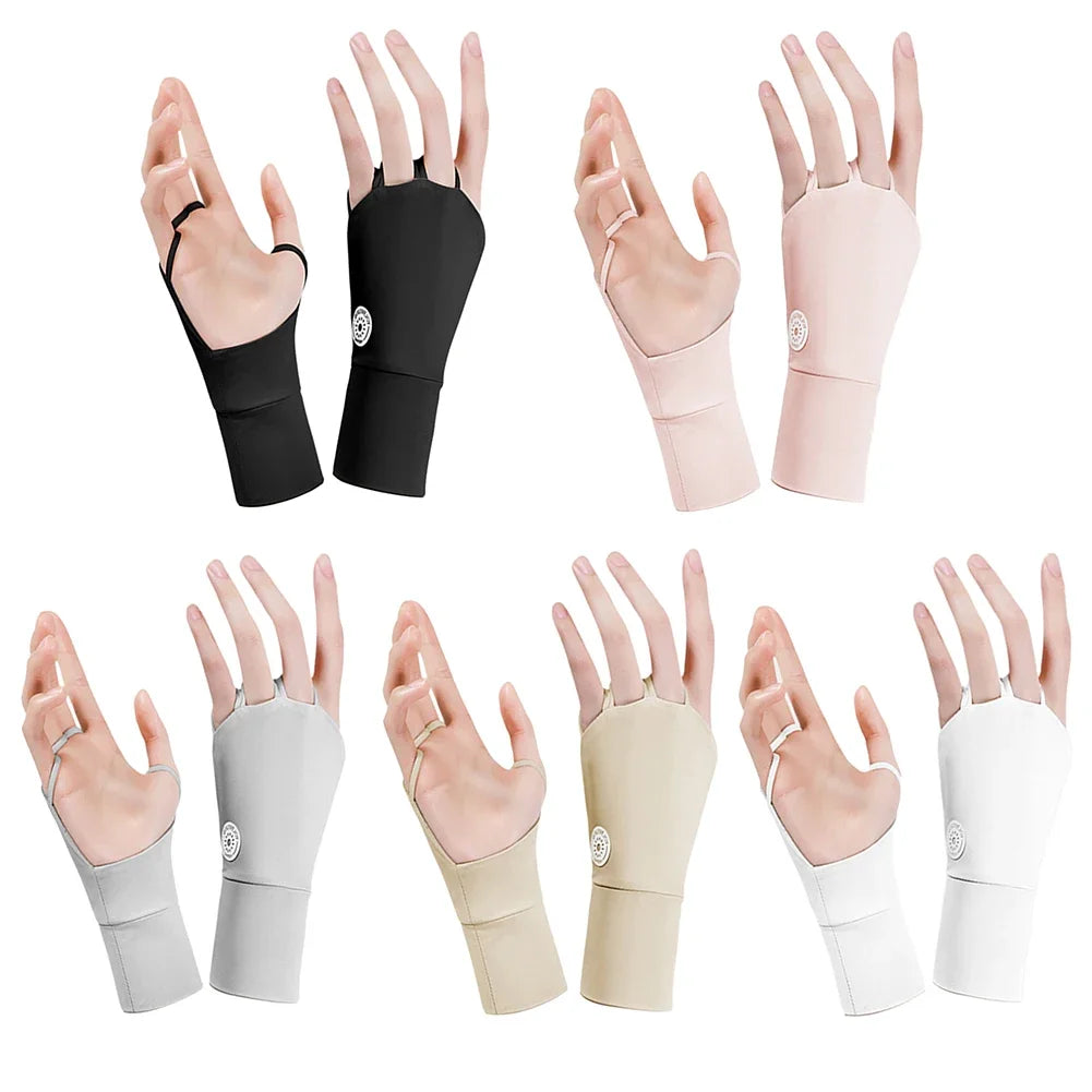 Damen Halbfinger UV-Schutz Handschuhe – Atmungsaktive Ice Silk Golfhandschuhe | Elastische Outdoor Sonnenschutz Fitness Handschuhe Kaufschwan®