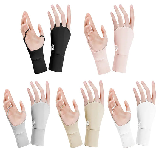 Damen Halbfinger UV-Schutz Handschuhe – Atmungsaktive Ice Silk Golfhandschuhe | Elastische Outdoor Sonnenschutz Fitness Handschuhe Kaufschwan®