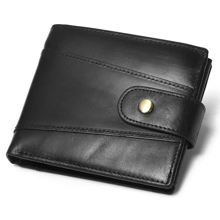 Klassische Herren Geldbörse aus Echtem Leder – RFID Schutz | Kreditkartenetui & Münzfach im Bifold Design Kaufschwan® Schwarz