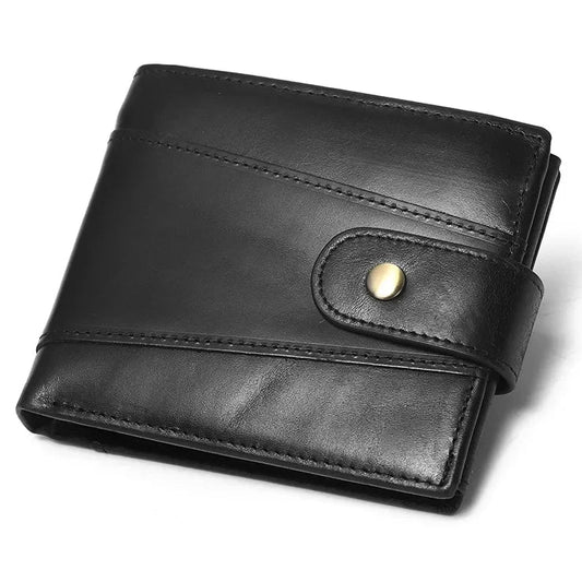 Klassische Herren Geldbörse aus Echtem Leder – RFID Schutz | Kreditkartenetui & Münzfach im Bifold Design Kaufschwan® Schwarz