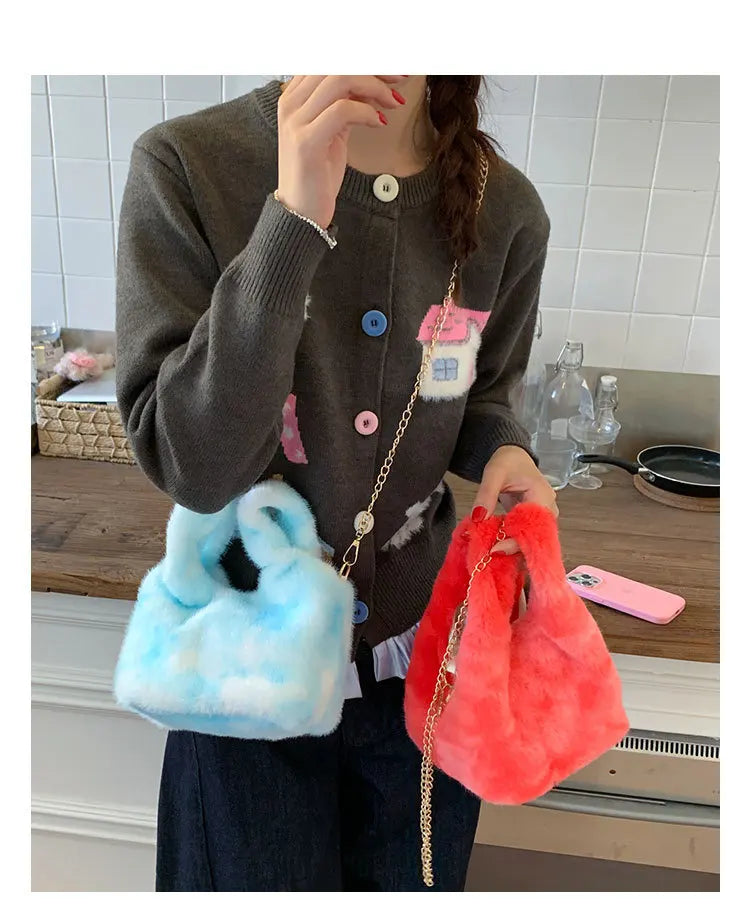 Modische Nischen-Handtasche mit Farbverlauf – Plüsch Damen Crossbody & Schultertasche im Trendigen Design Kaufschwan®