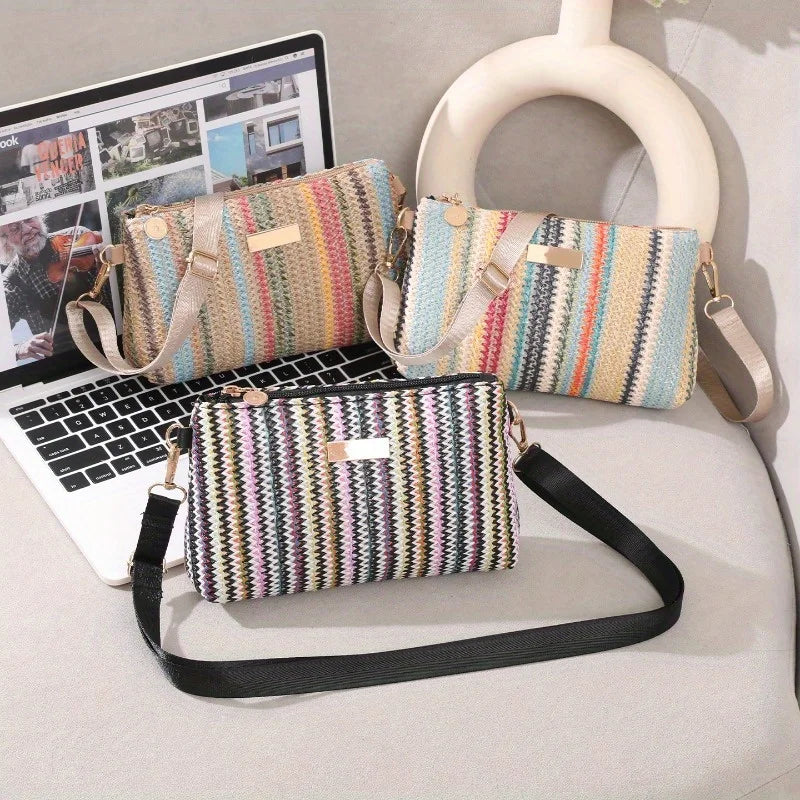 Pastorale Geflochtene Umhängetasche – Retro Bunte Kleine Quadratische Schultertasche für Damen & Mädchen Kaufschwan®