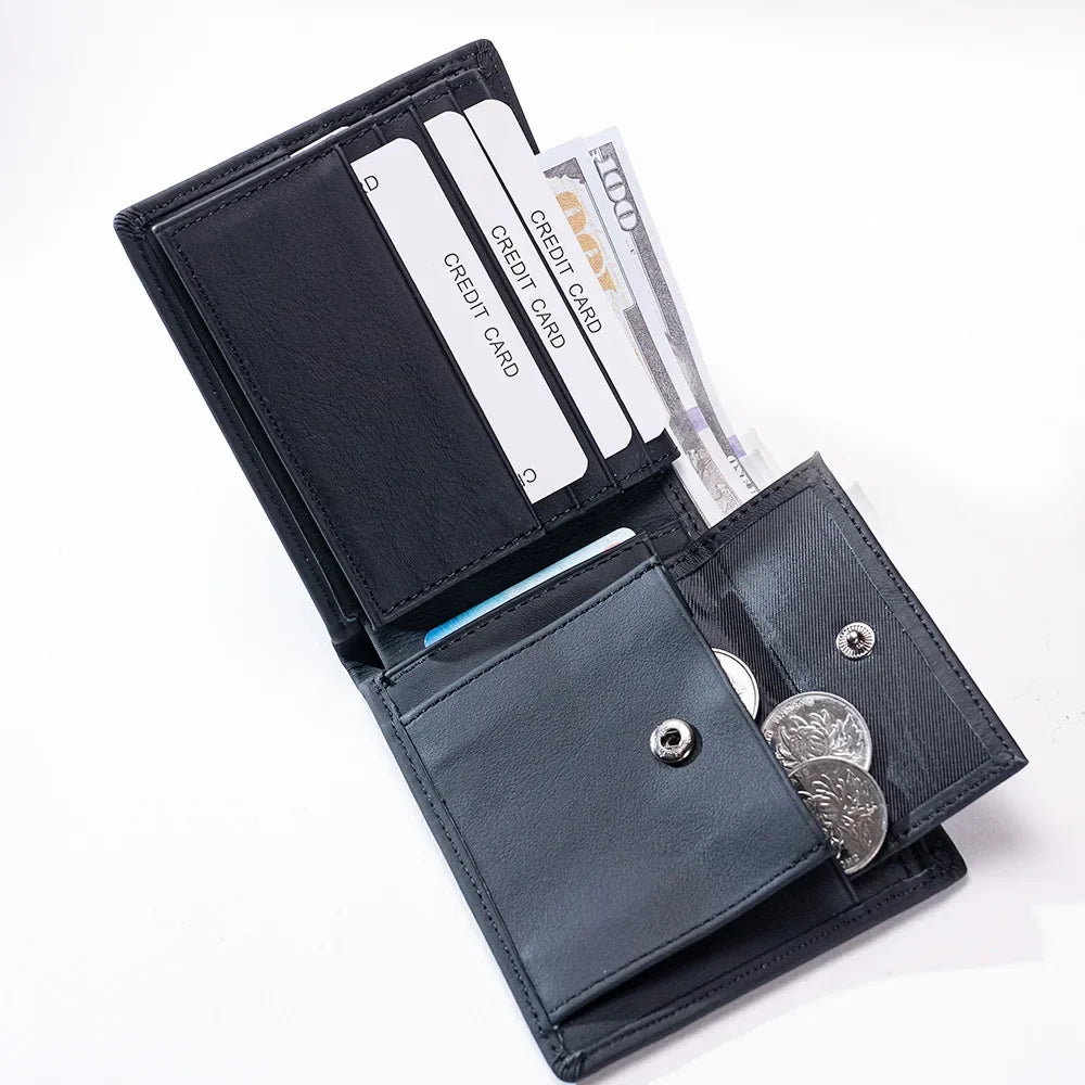 Echte Rindsleder Geldbörse – Multifunktionale Ausweis- & Kartenhülle | Schlichtes Design aus Oberleder für Damen & Herren Kaufschwan®