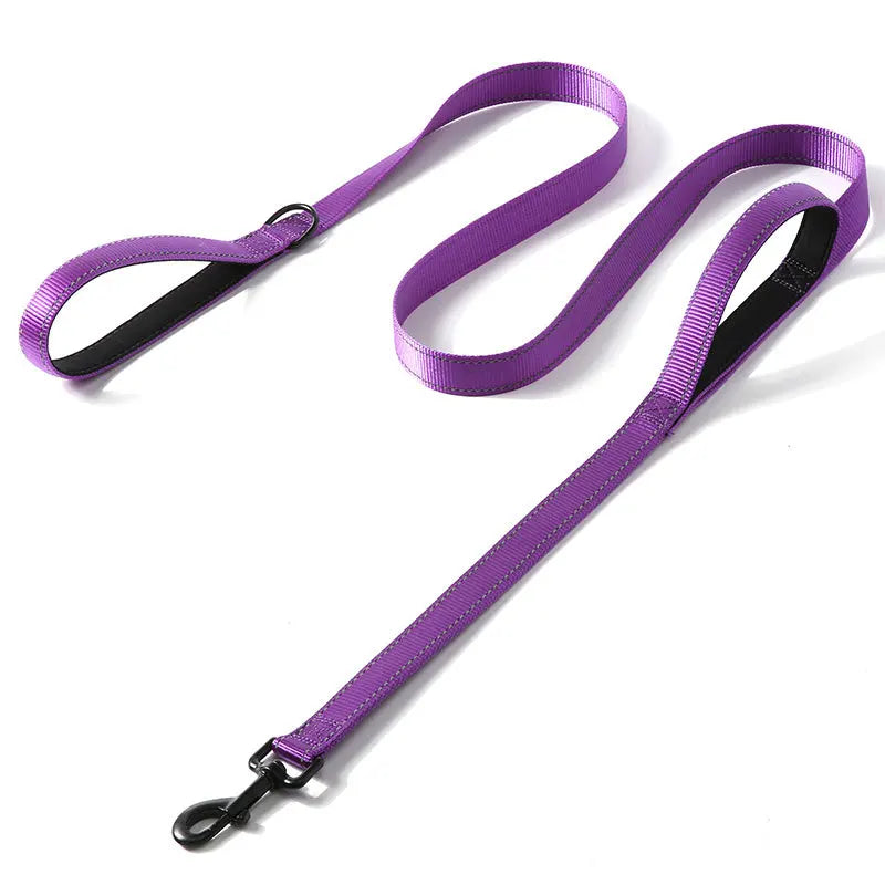 Doppelt Griff Hundeleine Nylon Heavy Duty 1.2/1.5/1.8m Trainingsleine Kontrollleine für Hunde Katzen Kaufschwan® Lila 2.5x120cm