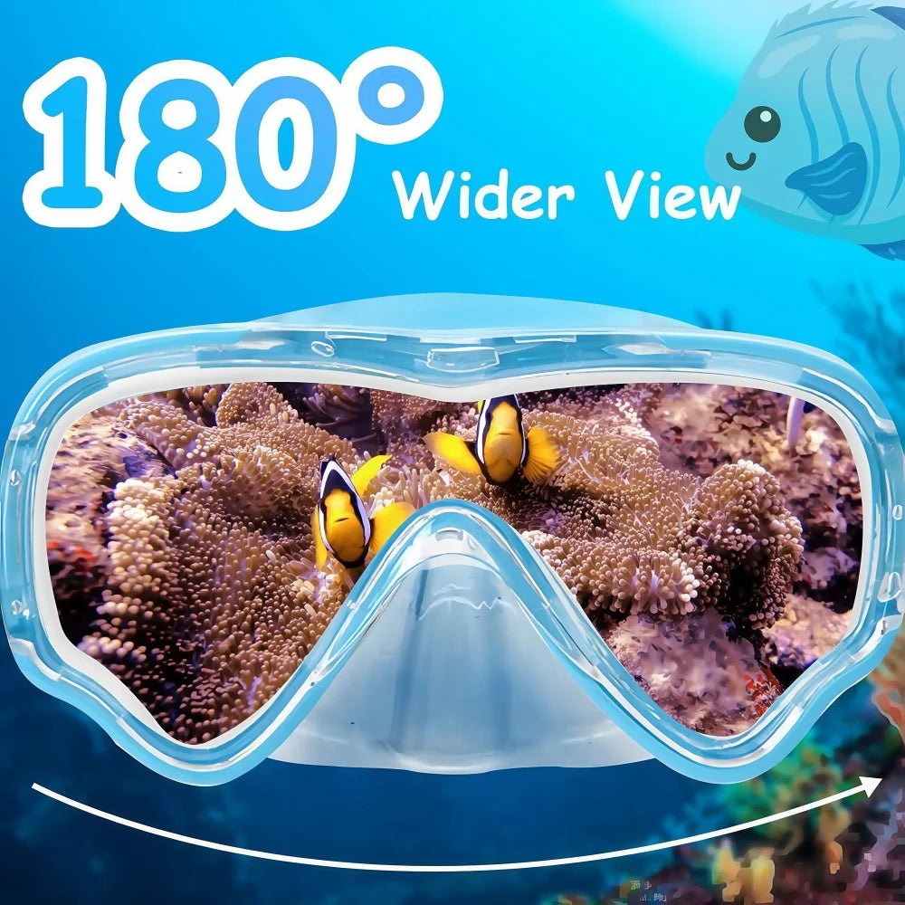 Kinder Schwimmbrille mit Nasenschutz | Elastischer Riemen | Anti-Beschlag & Bruchsichere Gläser | Tauchmaske für Kinder 3–14 Jahre Kaufschwan®