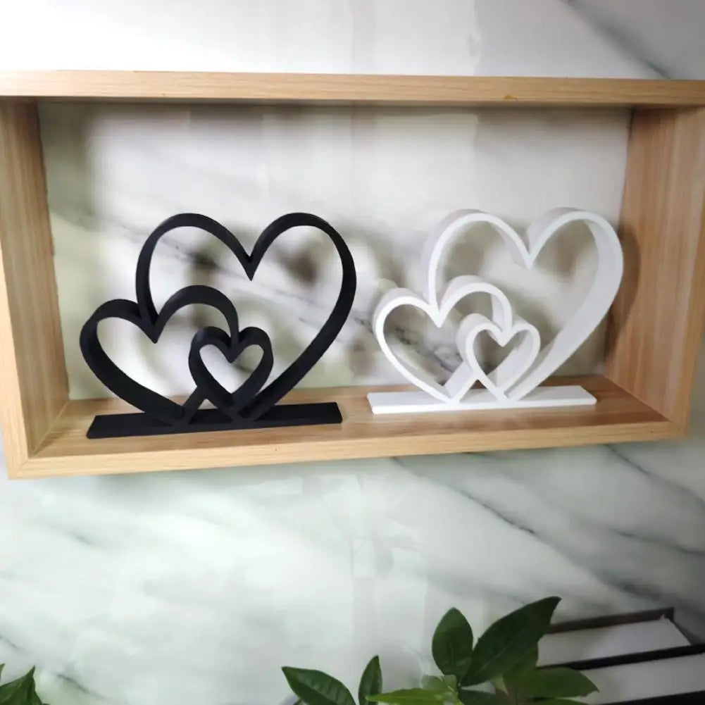 Herz Skulptur Valentinstag Geschenk – Schwarz Weiß Moderne Minimalistische Liebesdekoration für Regal und Tisch
