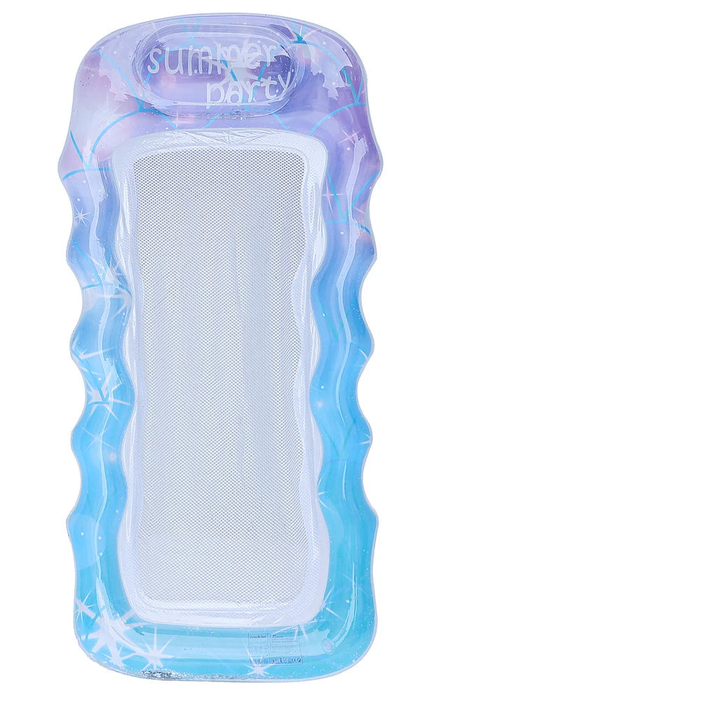 Aufblasbares Schwimmbett – Wasserhängematte & Poolliege für Erwachsene | Schwimmring & Luftmatratze für Pool & Strand Kaufschwan® Blau-1