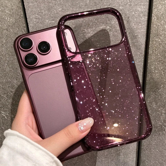 Funkelnde Bordeauxrote Schutzhülle für iPhone 18 Pro & iPhone 18 Pro Max – Transparente Weiche Hülle mit Glitzerdetails Kaufschwan®