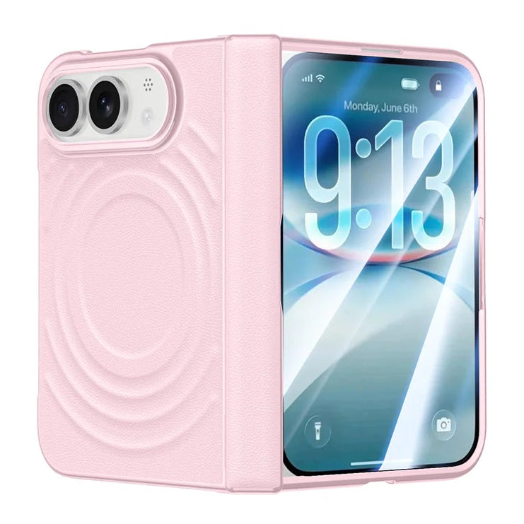 Luxuriöse Magnetische Lederhülle für iPhone Duo – MagSafe-Kompatible Schutzhülle mit Kabellosem Laden, Schutzfolie, Scharnier- und Stoßschutz Kaufschwan® Rosa iPhone Duo