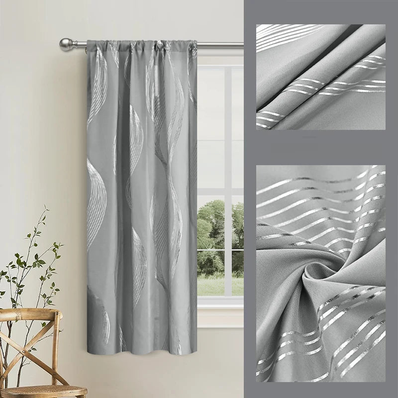 Luxus Marmor Goldfolie Print Vorhang Präzises Design für Wohnzimmer Dekoration Kaufschwan® Silber-01 100x130cm 1 Stück