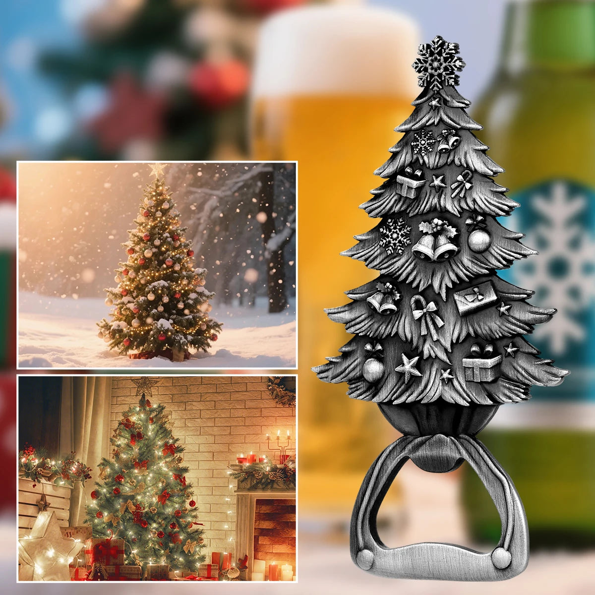 Weihnachtsbaum Flaschenöffner – Bronze/Grau/Gold Geschenk für Männer & Vater Kaufschwan®