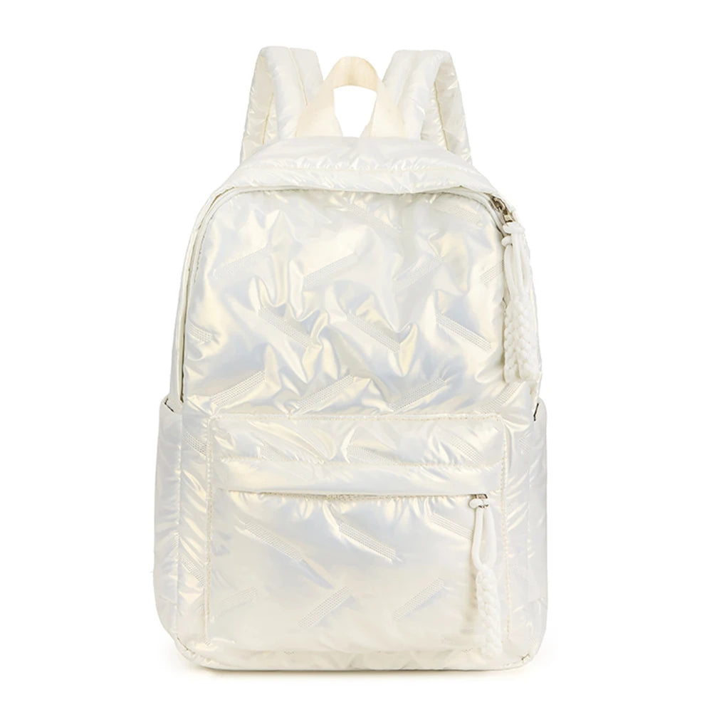 Knitter-Optik Rucksack für Damen | Großraum Studenten- & Reisetasche | Freizeit Laptop-Rucksack für Schule & Pendeln Kaufschwan® Weiß
