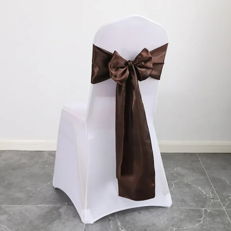 Satin Stuhlschleifen – Hochzeits Schleifenband für Stuhl Dekoration Kaufschwan® Kaffee 10 Stück