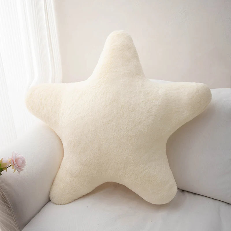 Sternförmiges Plüschkissen | Weiches Dekokissen | Niedliches Kissen für Kinderzimmer & Wohnzimmer Kaufschwan® Beige