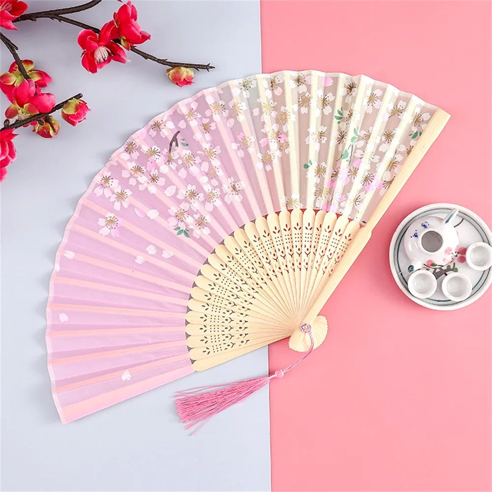 Vintage Seiden-Faltfächer | Chinesische & Japanische Bambusfächer | Tanzrequisiten | Heimdekoration & Geschenke Kaufschwan® Design 5