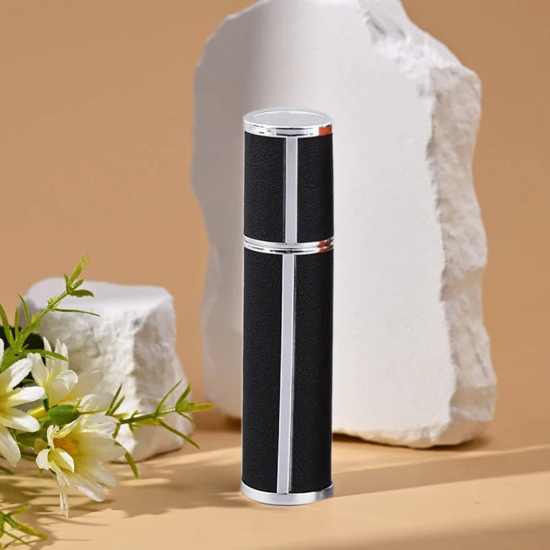 10ml Luxury Leather Glass Perfume Spray Bottle Portable Mini Refillable Perfume Atomizer Empty Traveling Perfume Refill Bottles Kaufschwan® GERMANY Black silver