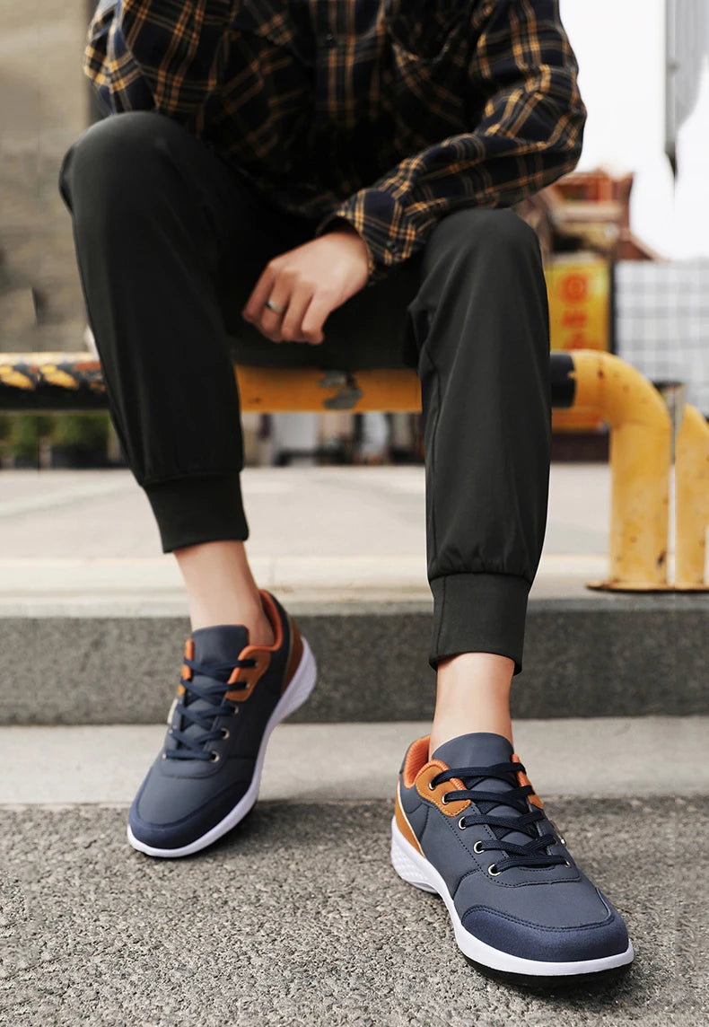 Herren Ledersneaker – Trendige Sportschuhe | Atmungsaktive & Rutschfeste Freizeitschuhe für Reisen & Alltag Kaufschwan®