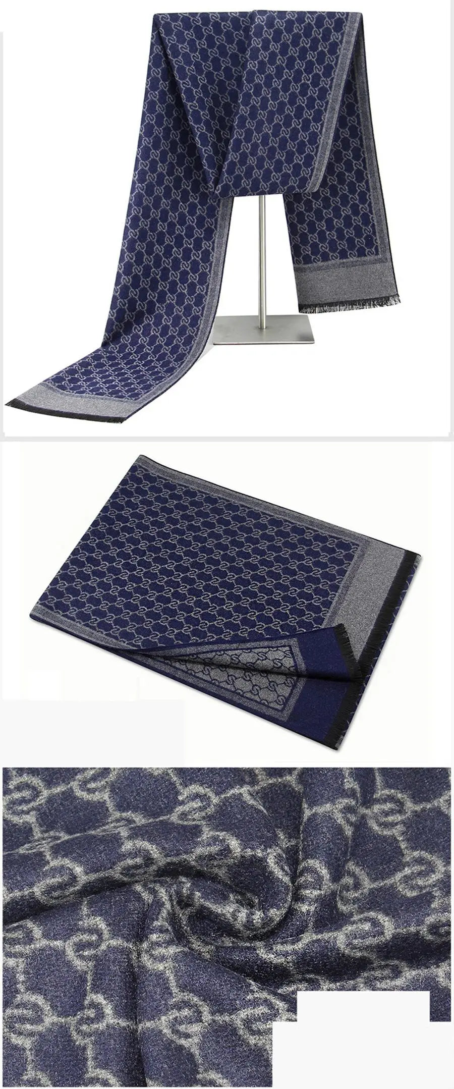 Winterschal für Herren | Karo Streifen & Paisley Jacquard | Beidseitiger Kaschmir-Imitat Halswärmer – Warm & Winddicht Kaufschwan®