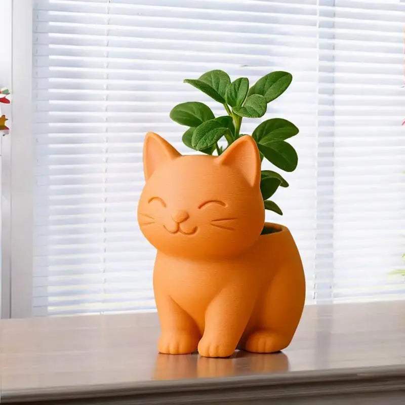 Katzen Blumentopf – Niedlicher Katzen Pflanztopf mit Ablaufloch | 3D Gedruckter Mini Pflanztopf für Kaktus & Bonsai Wohndeko Kaufschwan®
