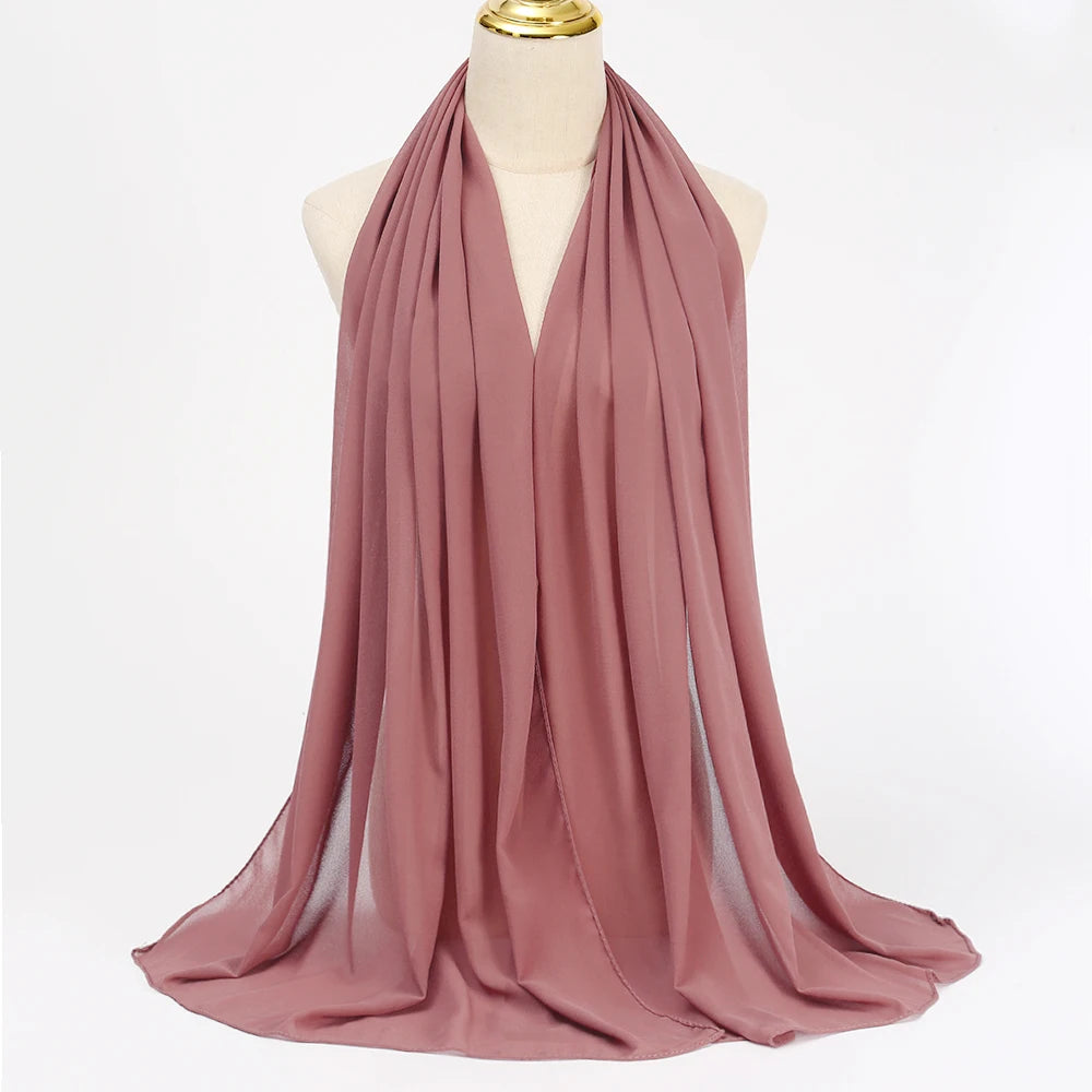 Muslimischer Chiffon Hijab Schal – Damen Langer Einfarbiger Kopf Schal | Eleganter Jersey Schleier & Modisches Umschlagtuch
