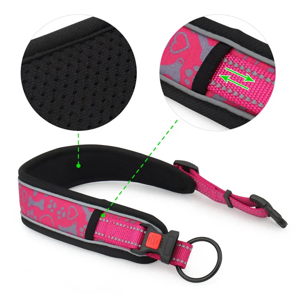 Breites Reflektierendes Weiches Hundehalsband Verstellbar Dick Strapazierfähig für Mittel Große Hunde Kaufschwan®