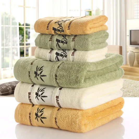 Bambusfaser Handtuch Set – Luxuriös Dick & Saugfähig | Weiche Bade- & Gesichtstücher für Erwachsene, Badezimmer & Strand Kaufschwan®
