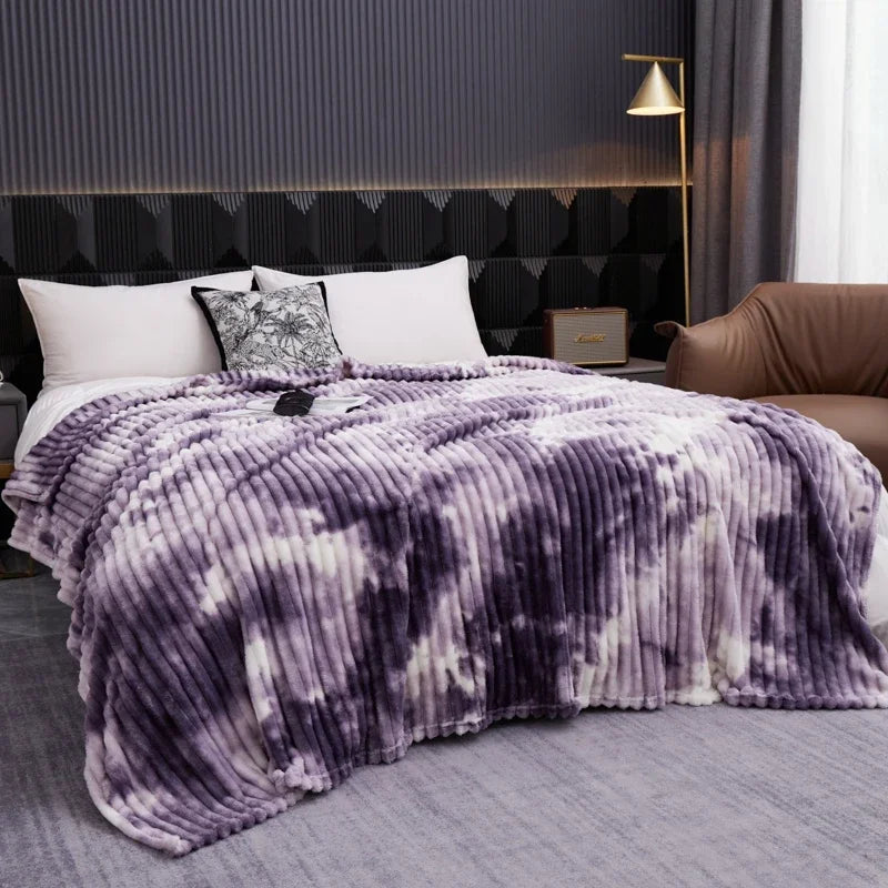 Hochwertige Flanell Fleece Decke – Dicke, warme Überwurfdecke für Einzel-, Queen- & King-Betten, Kariert Sofa-Decke Kaufschwan® Traubenviolett 200X230cmAbout1.25kg