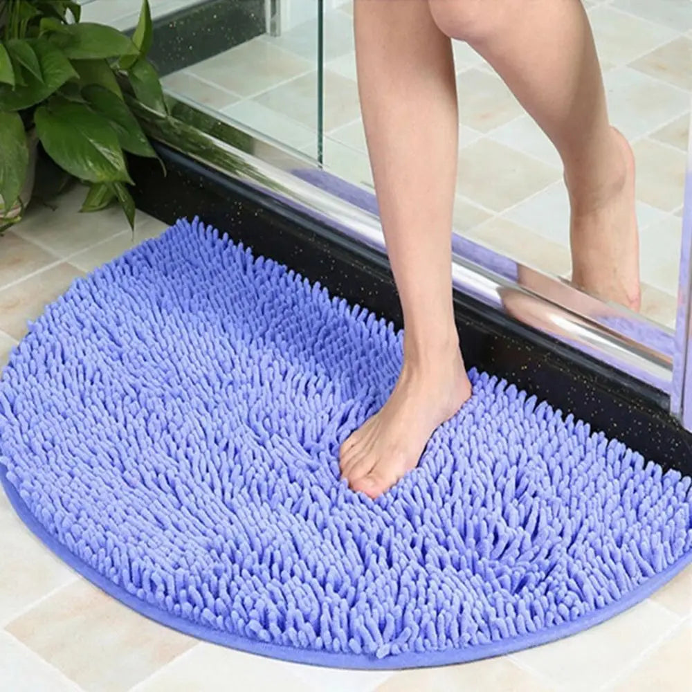 Halbrunde Chenille Badematte – Rutschfeste, Saugfähige Badematte für Dusche & Boden Kaufschwan®