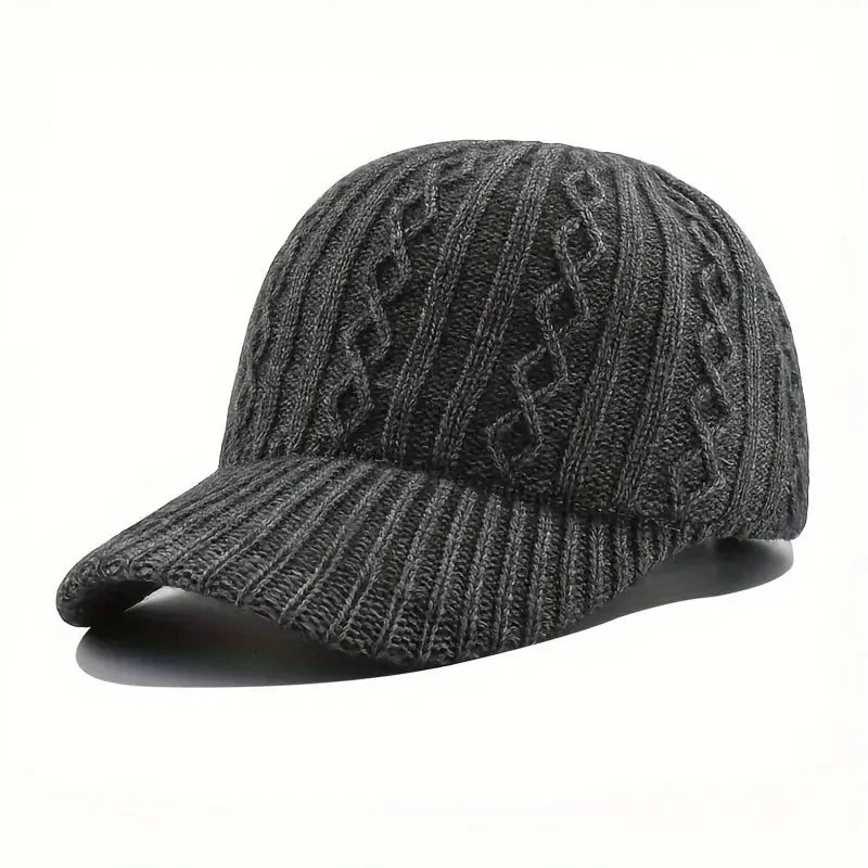 Trendige Gestrickte Baseballkappe | Herren & Damen Herbst/Winter Fashion Peaked Hat | Vielseitig & Warm Kaufschwan® Dunkelgrau Einstellbar