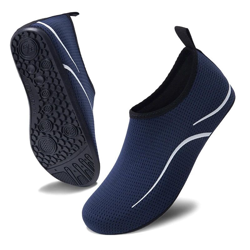 Schnelltrocknende Aqua-Schuhe für Damen & Herren – Leichte, flexible Wasserschuhe mit Anti-Rutsch-Sohle für Strand & Sommer Kaufschwan® Blau 40-41