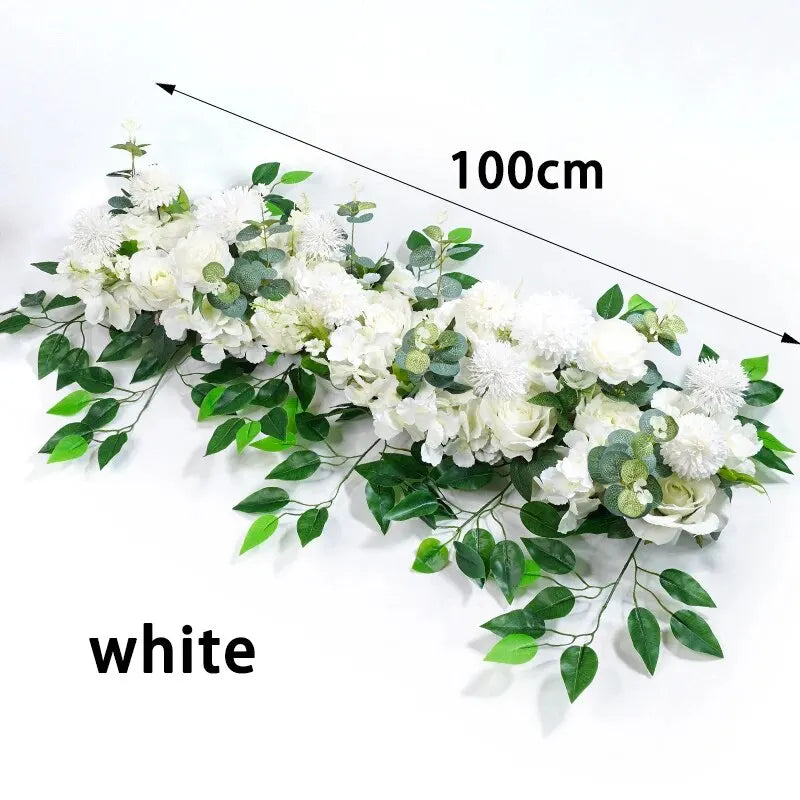 100cm Luxus Künstliche Weiße Rosen – Elegantes Kunstblumen-Arrangement für Hochzeitstische, Rückwände, Bögen & Bühnen Dekoration Kaufschwan®