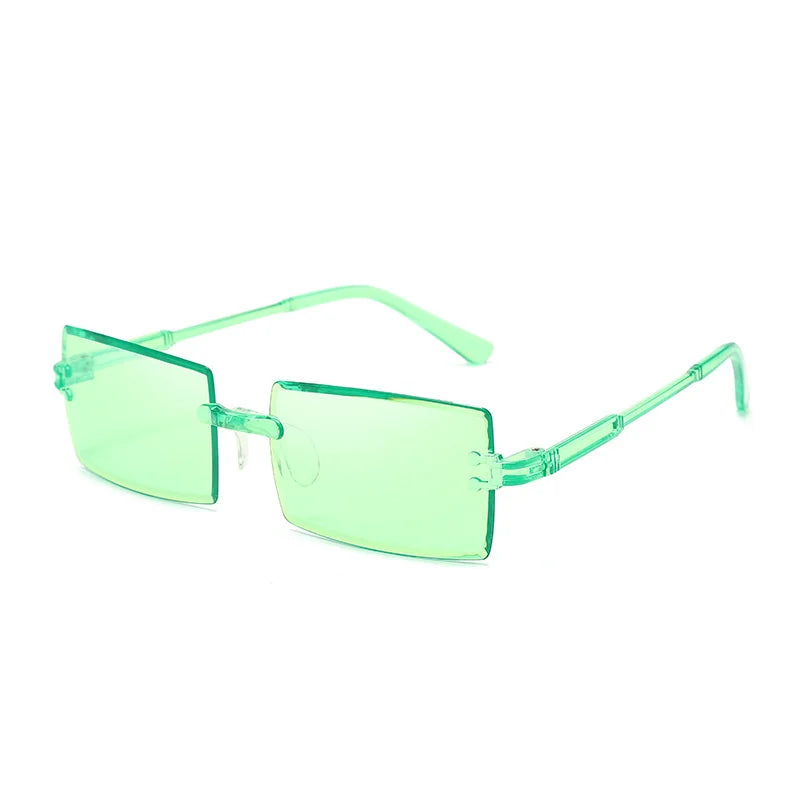 Modische randlose rechteckige Sonnenbrille – Bunte Sonnenbrille mit UV400-Schutz für Damen, ideal für Sommer, Freizeit im Freien und Reisen Kaufschwan®