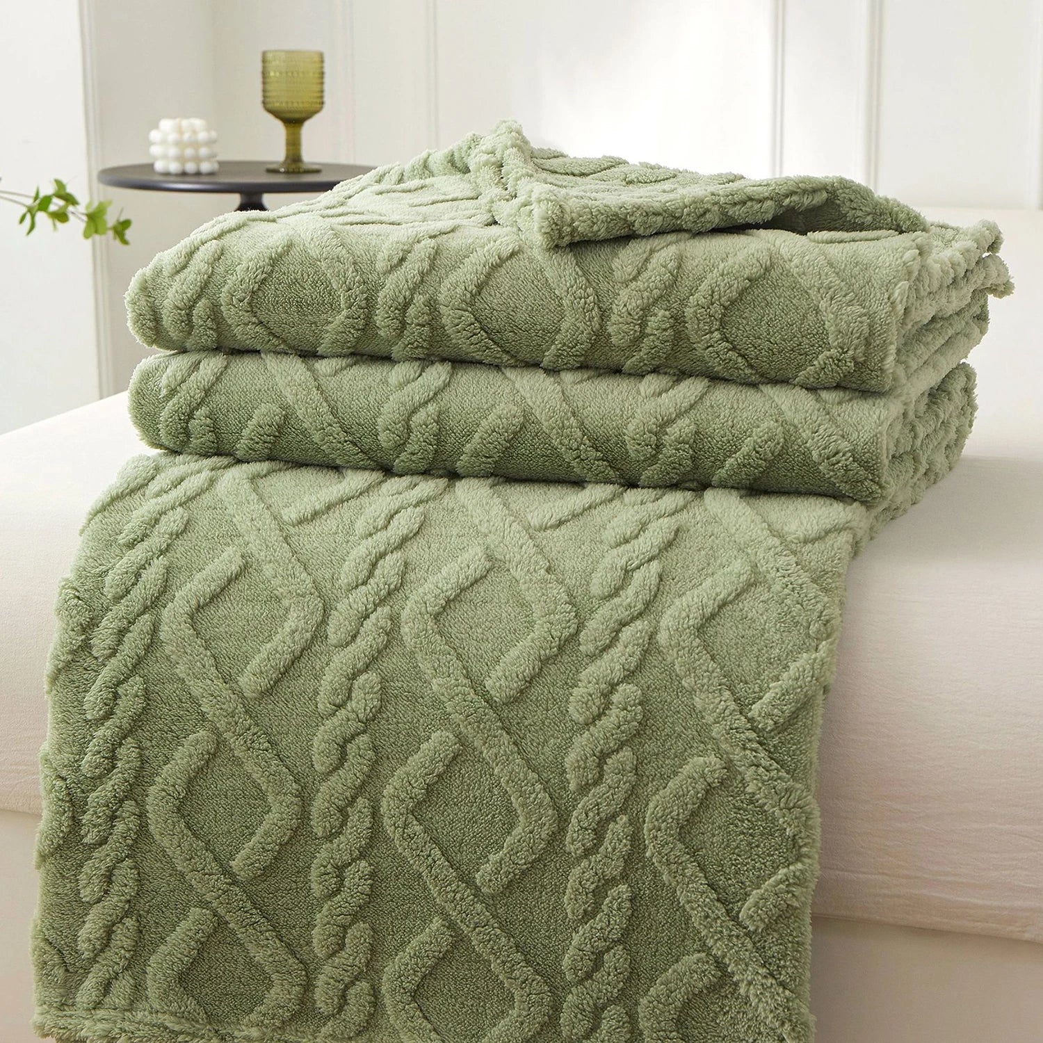 Sherpa Decke – Weicher, dicker und warmer Fleece Überwurf für Zuhause, Sofa, Neugeborene, Kinderbettwäsche & Reise Kaufschwan® Grün 150x200cm