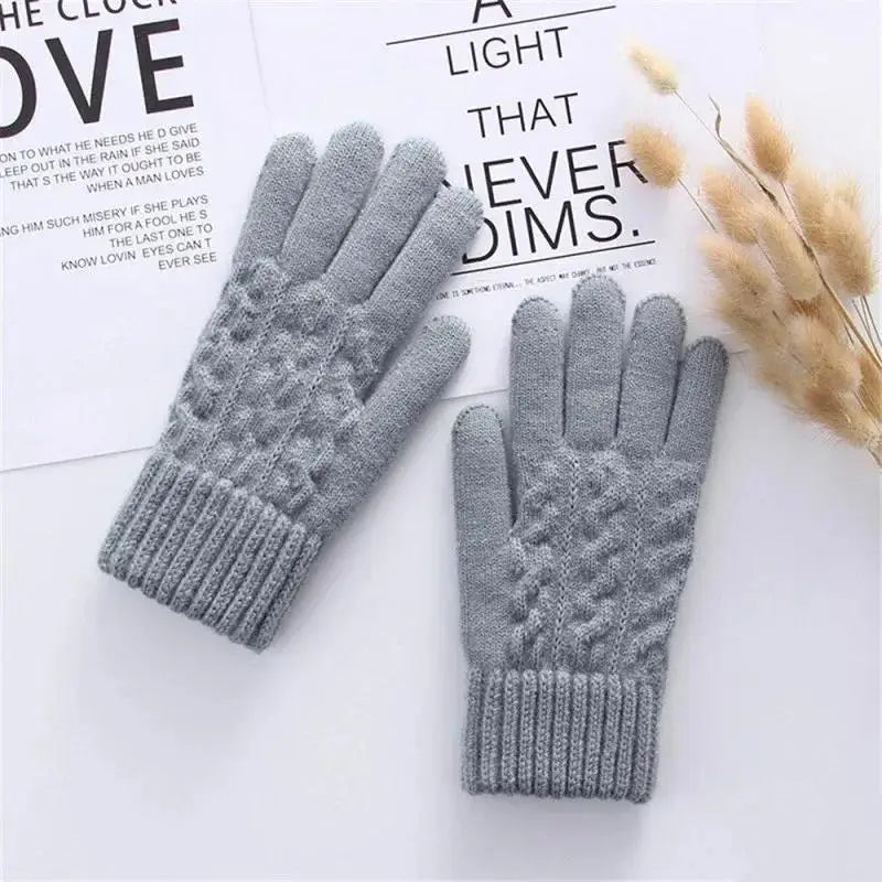 Unisex Winterhandschuhe – Warme Strickhandschuhe mit Fleece-Futter | Touchscreen Vollfinger Handschuhe für Damen & Herren, Fahrrad & Autofahren Kaufschwan® Grau