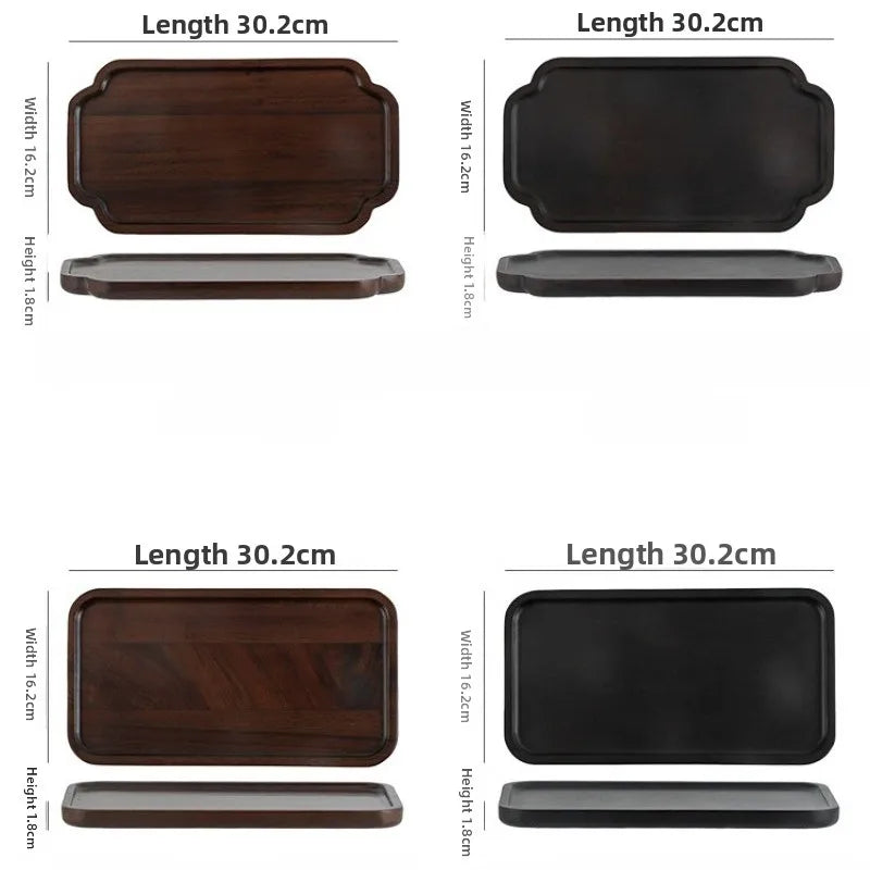 Schlichtes Rechteckiger Tee-Tablett aus Schwarznuss – Massives Holz Snack- & Obsttablett, Langlebiges Dekoratives Dessert-Tablett Kaufschwan®