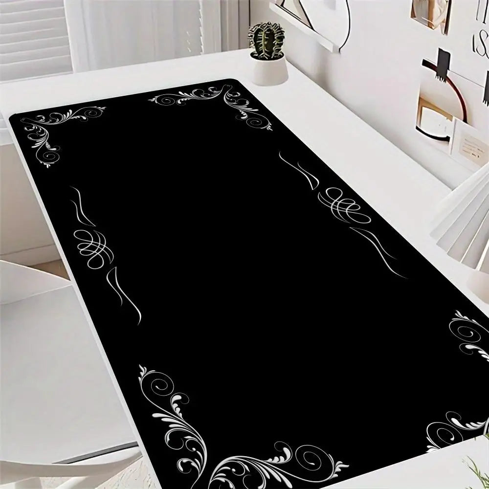 Schwarzes Barock XXL Mauspad – 90x40cm Große Schreibtischmatte für Tastatur und Büro Kaufschwan® Schwarz 2 900x400x4mm