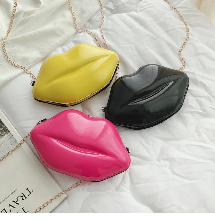 Lippen Design Schultertasche – Luxus Designer-inspirierte Damen Messenger & Handtasche | Einfarbige Zipper Umhängetasche Kaufschwan®