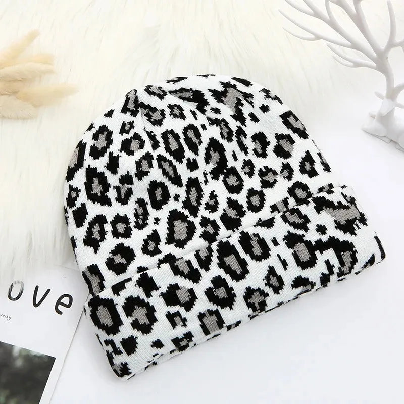 Dicke Leopard Jacquard Beanie Mütze – Trendige Unisex Strickmütze für Herbst & Winter | Warme Vintage Hip Hop Mütze für Damen & Herren Kaufschwan®