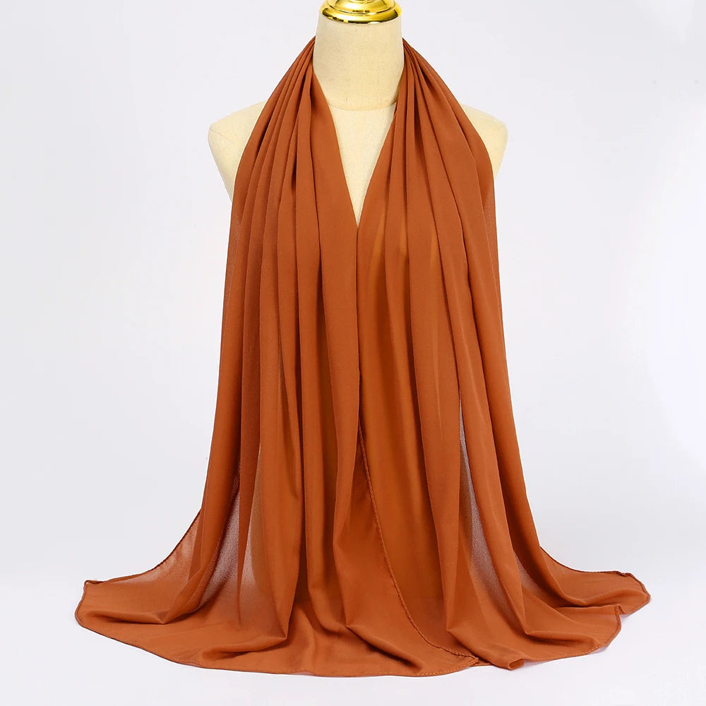 Muslimischer Chiffon Hijab Schal – Damen Langer Einfarbiger Kopf Schal | Eleganter Jersey Schleier & Modisches Umschlagtuch