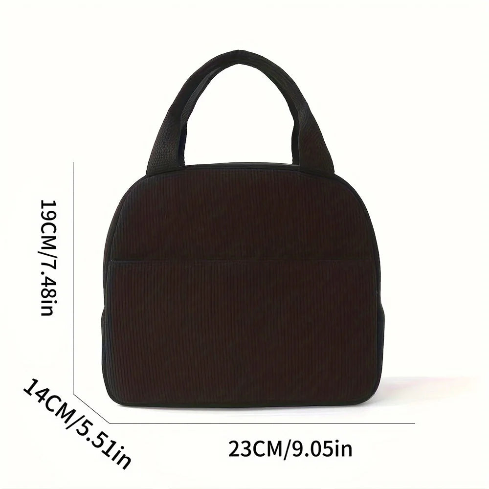 Wiederverwendbare Isolierte Kühltasche – Bestickte Cord Lunchbag | Tragbare Kühltasche für Kinder, Schule, Arbeit & Reisen Kaufschwan®
