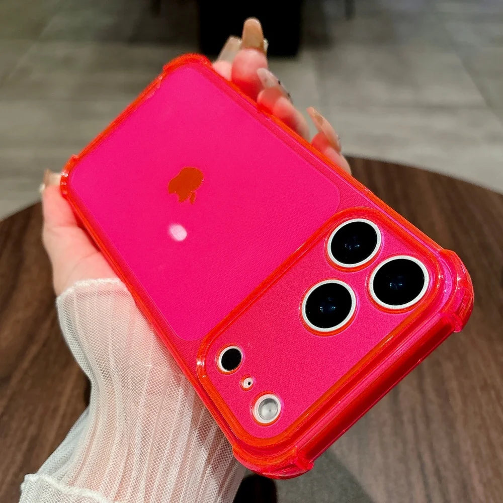 Fluoreszierende Transparente Schutzhülle für iPhone 18 Pro & iPhone 18 Pro Max – Stoßfeste Silikonhülle mit Kameraschutz Kaufschwan® Pink iPhone 18 Pro