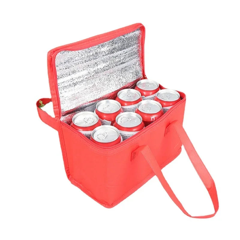 Tragbare Lunch- & Picknicktasche – Isolierte Thermo Food & Drink Bag | Kühltasche für Bier, Strand, Reisen & Roadtrips Kaufschwan® Rot 28x14x17cm