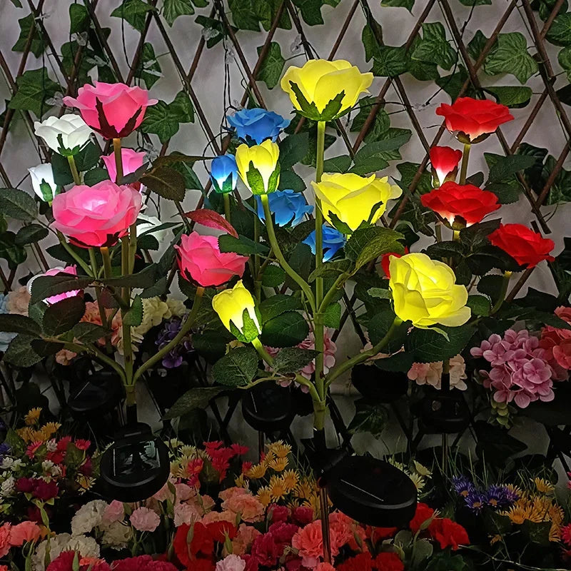 5-Köpfe Solarlichter – Außen Dekorative Rosenblumen Rasenlampe für Hof, Terrasse, Garten & Weihnachtsdekoration Kaufschwan®