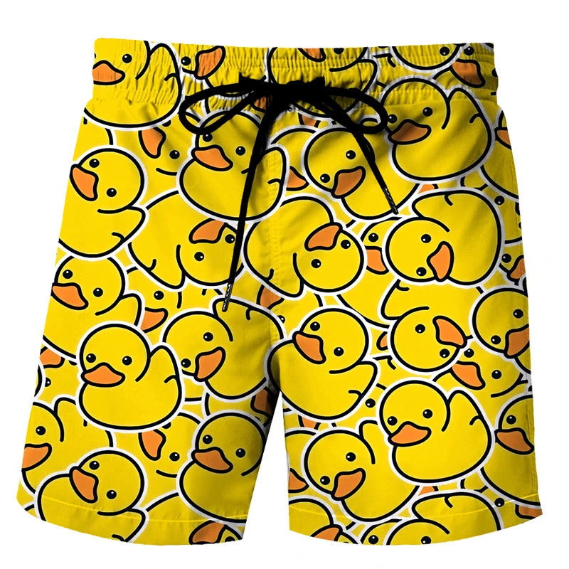 Klassische Badeenten 3D Print Strandshorts – Lustige Unisex Badehose | Sommer Shorts für Herren, Damen & Kinder