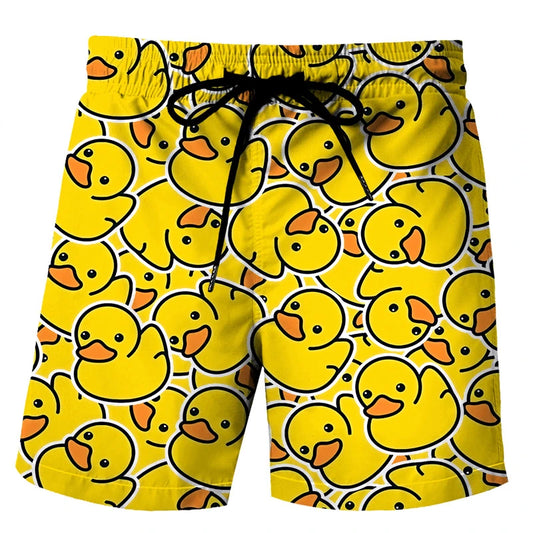Klassische Badeenten 3D Print Strandshorts – Lustige Unisex Badehose | Sommer Shorts für Herren, Damen & Kinder